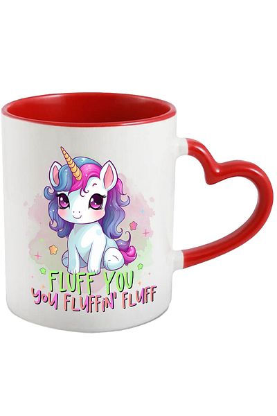 StoryGift Romania Unicorn mug with the message "Fluff you, you fluffin' fluff", fairy tale, illustration, pu, Cu, STG