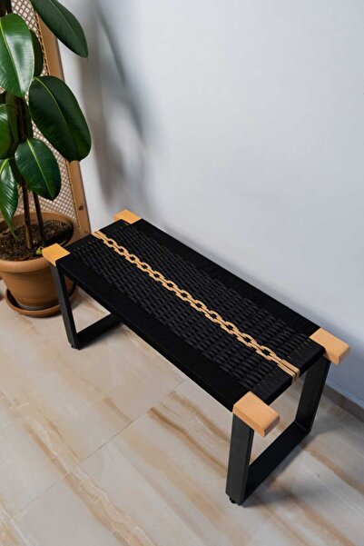 ayzenbi Hasır Örgülü Ahşap Bench 90x38cm Mutfak Oturma Odası Yemek Odası