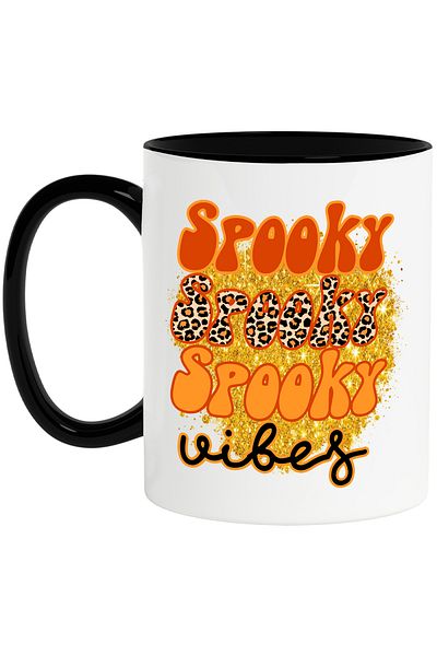 StoryGift Romania Mug with the message "Spooky, spooky, spooky vibes", autumn, illustration, Halloween, d, With ,STG
