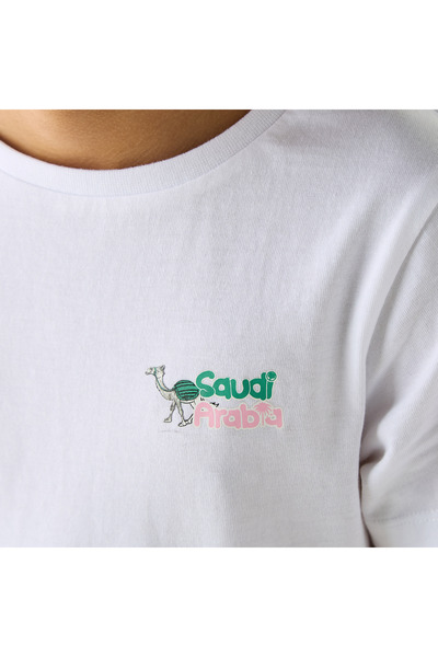 Juniors Ksa National Day Print T-Shirt With Short Sleeves