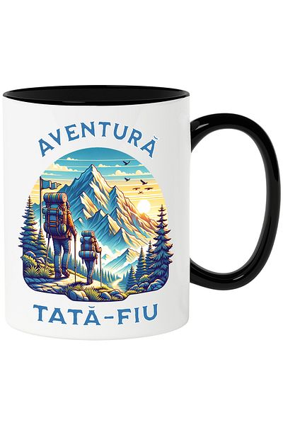 StoryGift Romania Mug adventure on the mountain father son, family, nature camping, 330ml, Ceramic with Man, With, STG