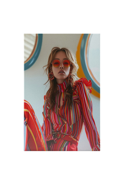 StoryGift Romania Tablou Canvas: Femeie Îndrăzneață Cu Ochelari Roși Și Haine...