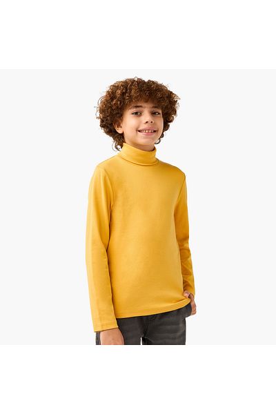 Juniors Solid Turtleneck T-Shirt With Long Sleeves