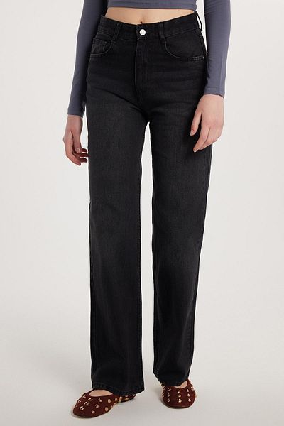 Tudors Women's Regular Fit Wide Leg Smoked Jean Jeans