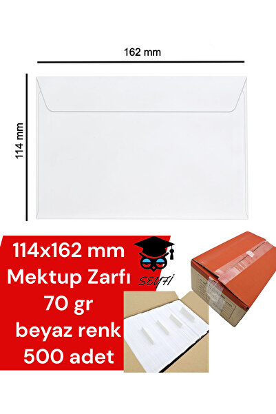 SEYFİKİRTASİYE 114x162 mm Mektup Zarfı 70 gr beyaz renk 500 adet
