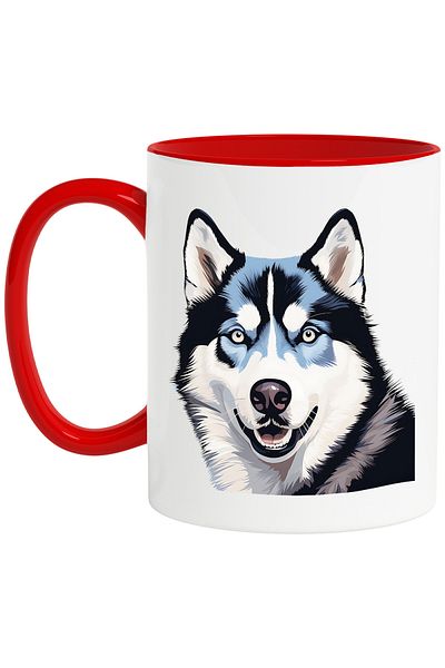 StoryGift Romania Mug with a cheerful Husky dog, illustration, playful, pet, joy with, With, STG