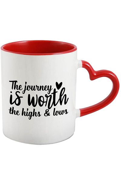 StoryGift Romania Mug with a heart and the text "It's worth being on a journey that has its ups and downs, With,STG