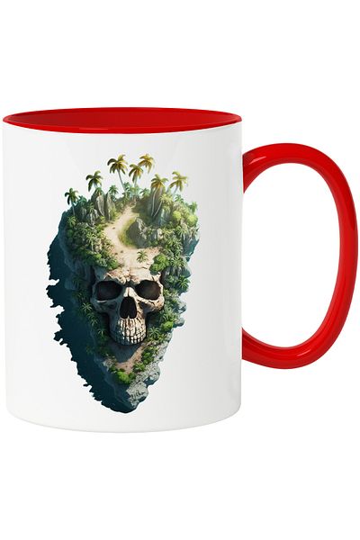 StoryGift Romania Mug with Skull Animation Covered by Forest, Nature, Human Skull, Abstract Art,, With ,STG