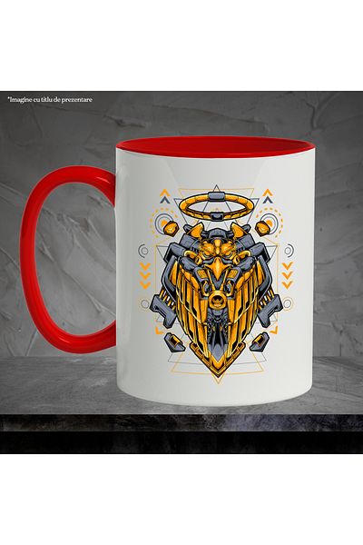 StoryGift Romania Mug With Eagle, Wings, Aura, Robot, Geometric, Sci Fi, Robot, Arrows, Multicolor, With ,STG