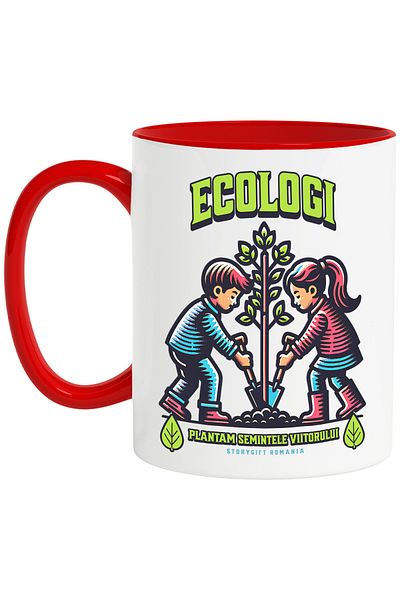 StoryGift Romania Ecology mug we plant the seeds of the future children planting a tree, 330ml, Ceramic, Cu, STG