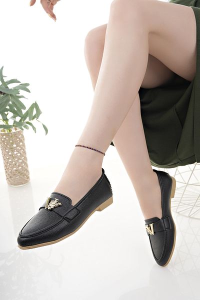 Modafırsat Women's Ballerina Black Stylish Home Business Office Casual Shoes