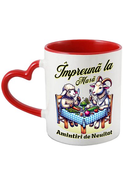 StoryGift Romania Mug Together at the Table. Unforgettable Family Memories, 330ml, Ceramic with Heart Handle, With ,STG