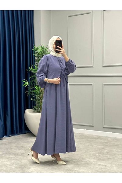 OlaLady Γυναικείο φόρεμα Hijab με λεπτό ύφασμα με κορδέλα μπροστά