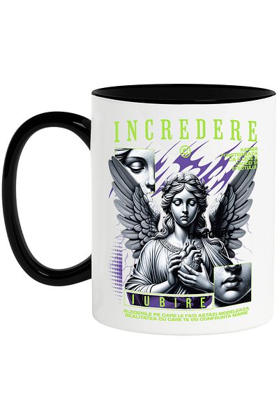 StoryGift Romania Angel Mug with Heart - Trust, Love, Karma, Courage, 330ml, Ceramic with Handle, With,STG