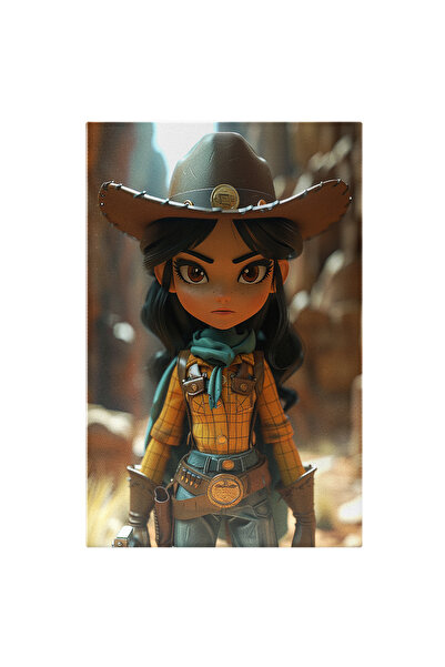 StoryGift Romania Tablou Canvas: Șerif Cowgirl Brunetă Cu Păr Lung Și Pistol ...