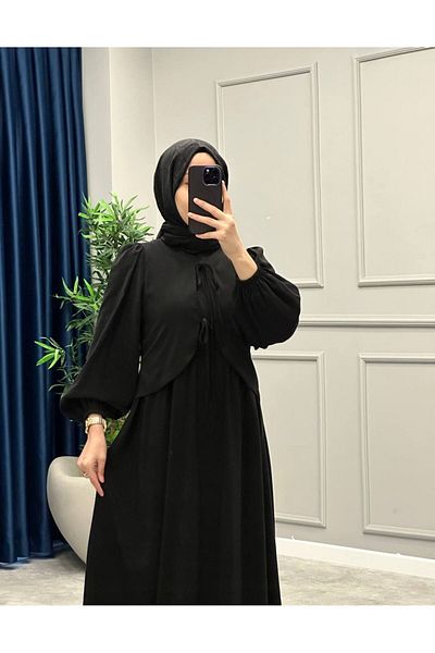 OlaLady Γυναικείο φόρεμα Hijab με λεπτό ύφασμα με κορδέλα μπροστά