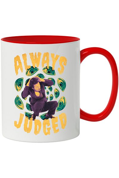 StoryGift Romania Mug With English Message Always Judged, Eyes, Man, Costume, Multicolor 330 ml,, With ,STG