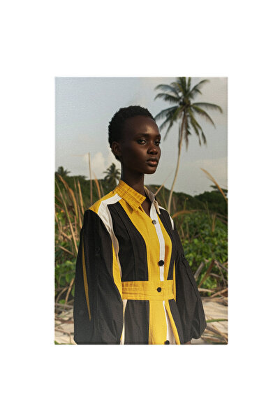 StoryGift Romania Tablou Canvas Mâneci Bufante Ale Unei Rochii Negre Cu Galbe...