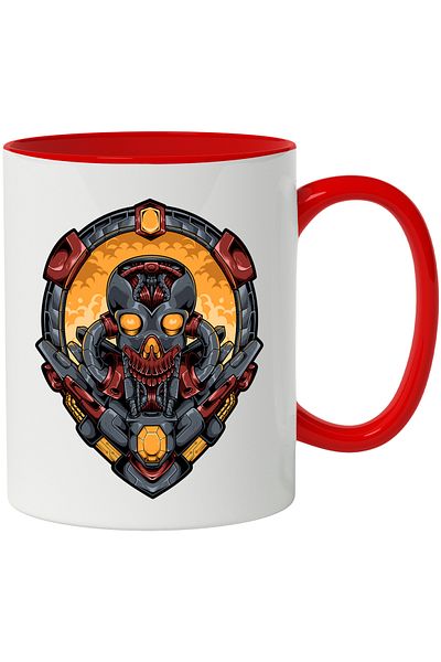 StoryGift Romania Mug With Robot, Monster, Skull, Teeth, Mecha, Sci Fi, Multicolor 330 ml, Ceramic, With ,STG