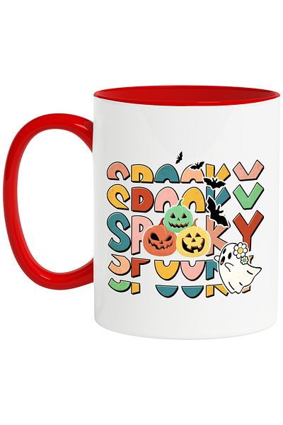StoryGift Romania Mug with pumpkins decorated with the message "Spooky", illustration, Halloween, celebration,, With ,STG