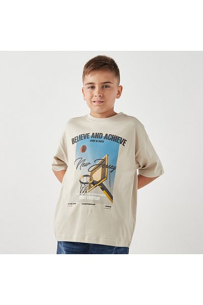 Juniors Graphic Print T-Shirt With Short Sleeves And Crew Neck