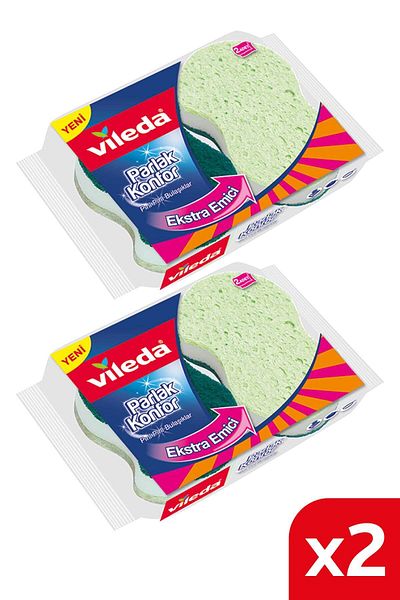 Vileda 2 Pack - 2 Pack Shiny and Comfortable Corrugated Dish Sponge