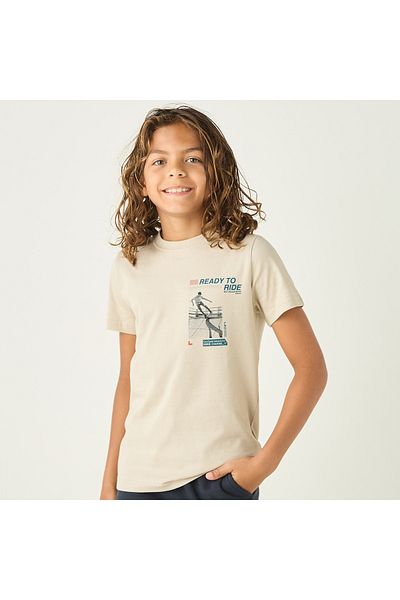 Juniors Graphic Print Crew Neck T-Shirt With Short Sleeves