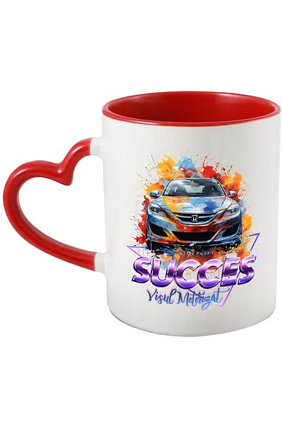 StoryGift Romania Mug With Message Success Motorized Dream, Triangle, Car, Honda, Multicolor 330 m, With ,STG