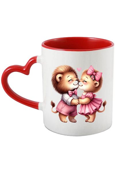 StoryGift Romania Mug with a lioness and a lion | illustration | friendship | closeness | affection | V, Cu,STG