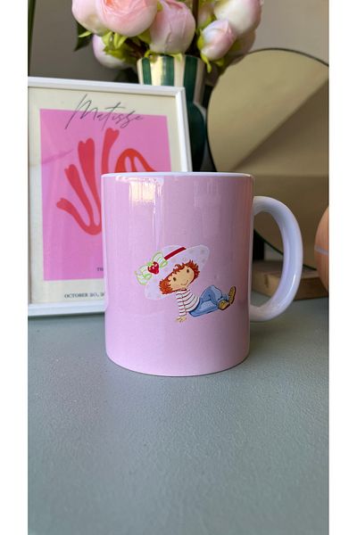 Home كوب الفراولة فتاة الكرتون الوردي