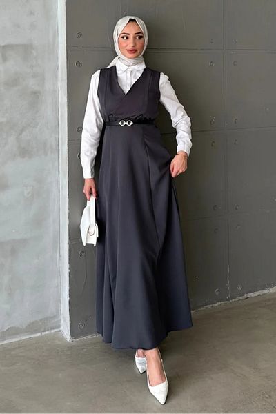Bestenur Anthracite Colored Erves Button Gilet 1399