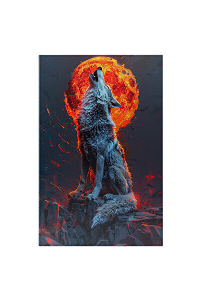 StoryGift Romania Tablou Canvas Eco În Noapte Lupul Și Cântecul Său Solitar S...