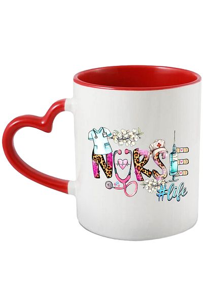 StoryGift Romania Mug with the message "Nurse #life", profession, illustration, work, dedication, passion, a, With ,STG