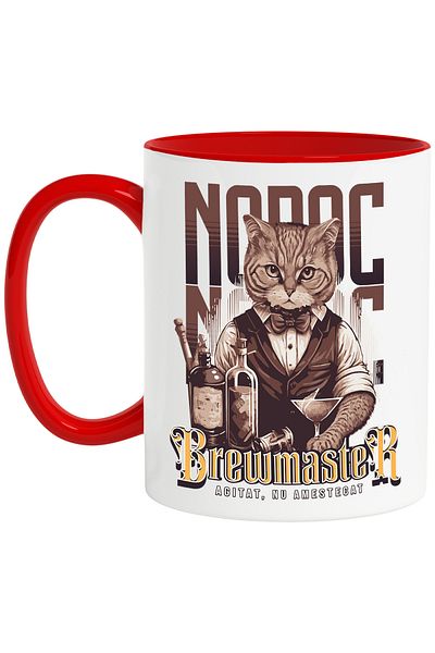 StoryGift Romania Brewmaster Mug Stirred, not mixed. cat bartender alcohol cat, 330ml, Ceramic, Cu, STG