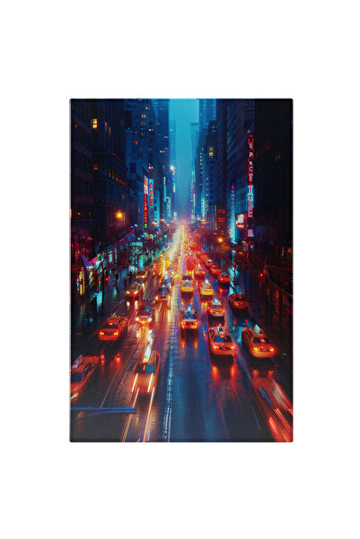 StoryGift Romania Tablou Canvas Mișcarea Din Orașul Cel Mare Taxiuri Pe Strad...