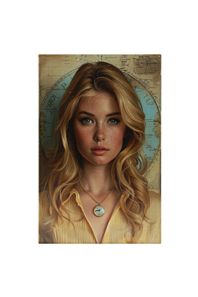 StoryGift Romania Tablou Canvas: Femeie Frumoasă Blondă În Cămașă Galbenă Și ...