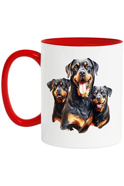 StoryGift Romania Mug with some Rottweiler dogs, illustration, playful, happy, for lovers, With,STG