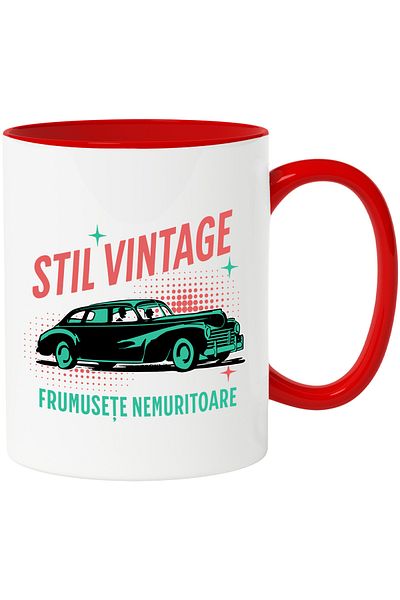 StoryGift Romania Vintage style car mug immortal beauty classic car, 330ml, Ceramic with, With, STG