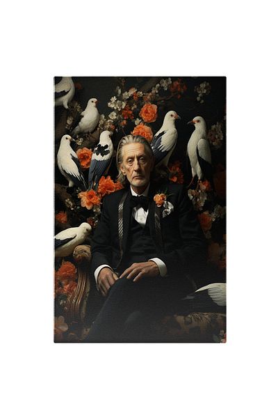 StoryGift Romania Tablou Canvas: Fotografie Cu Un Barbat In Varsta Care Sta Pe O Canapea - Pescarusi Flori Pict