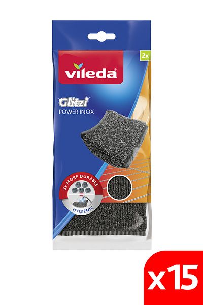 Vileda 12 Pack of 2 Power Inox Steel Dish Sponge