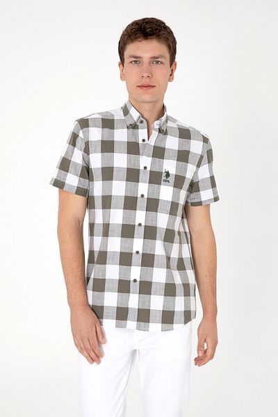 U.S. Polo Assn. Ανδρικό κοντομάνικο πουκάμισο Mink 50299813-VR052