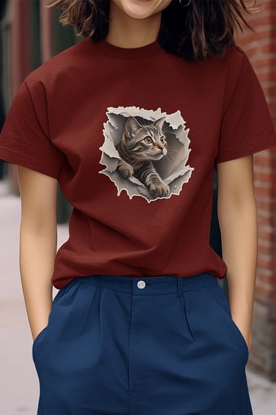 qoeuyl boutique Cute Cat Printed Gift Designed for Cat Lover, Animal Lover Unisex T-Shirt