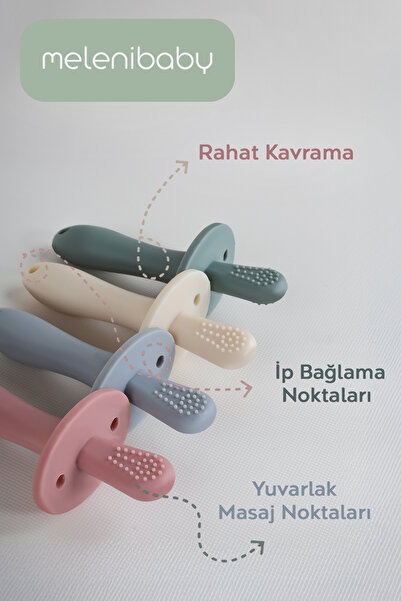 Meleni Baby 2'li Bebek Diş Kaşıyıcı Seti - Silikon Diş Kaşıma Emziği Silikon Zürafa Oyuncak Dişlik Pembe