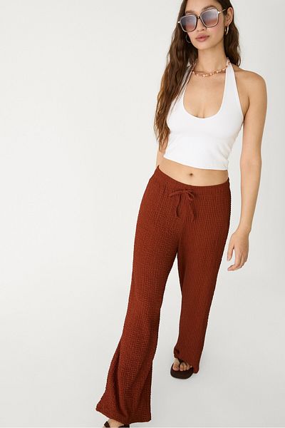 Stradivarius Textured flowing trousers