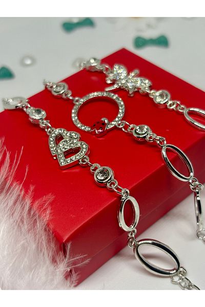 Bonicce Set of 3 Women's Bracelet Ladybug Butterfly Double Heart