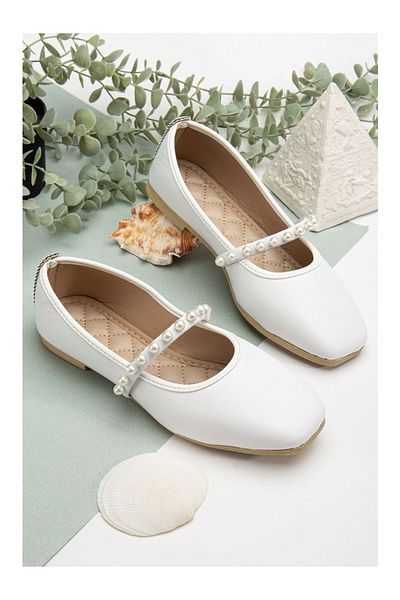 AYAKCİTY Women's Skin Pearl Ballerina Home and Outdoor Shoes