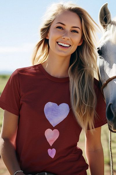 qoeuyl boutique Mini Colorful Heart Printed Fun Unisex T-Shirt