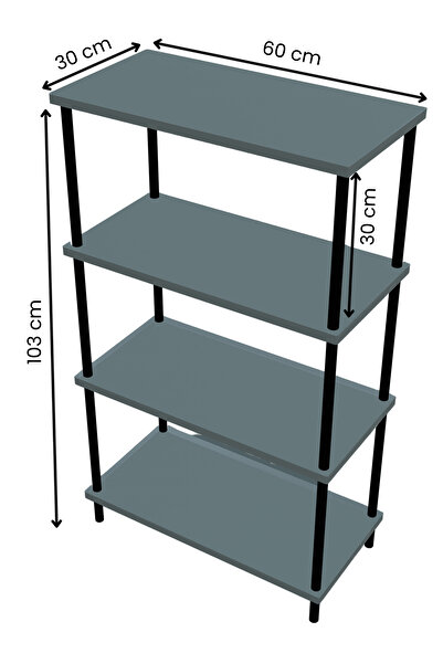 BARIN DESIGN Çevir Kur Kolay Kurulum 4 Katlı Banyo Rafı | Metal Gövdeli Çok Amaçlı Organizer Stand Banyo Dolabı