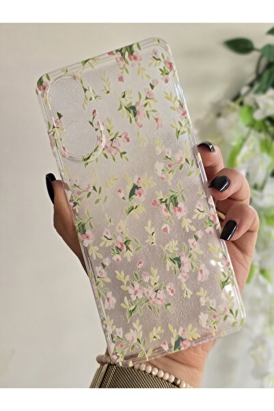 Magic Ring Realme C55 Uyumlu Çiçekler Desenli Şeffaf Telefon Kılıfı