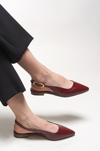 Riccon Issagalyn Women's Pointed Toe Heeled Shoes 0012111 Claret Red Patent Leather